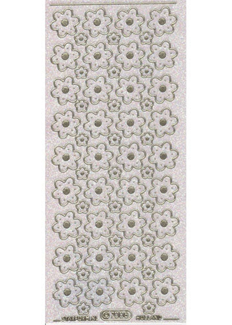 Deco Stickers - Stitching Flowers - Transparent Glitter Gold