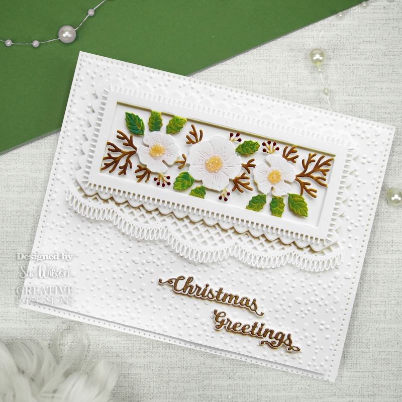 Creative Expressions Sue Wilson Festive Christmas Rose Floral Panels Craft Die