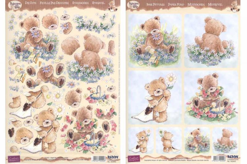 3D Precut Popcorn The Bear Sitting In The Garden