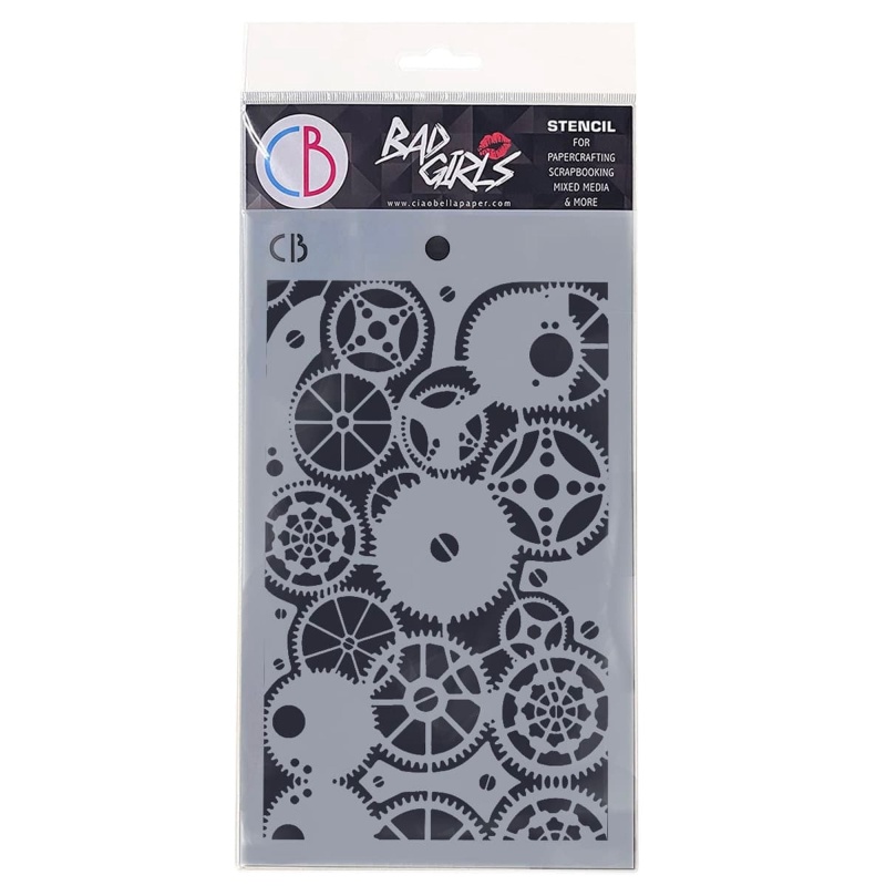 Ciao Bella Texture Stencil 5"X8" Clock Gears