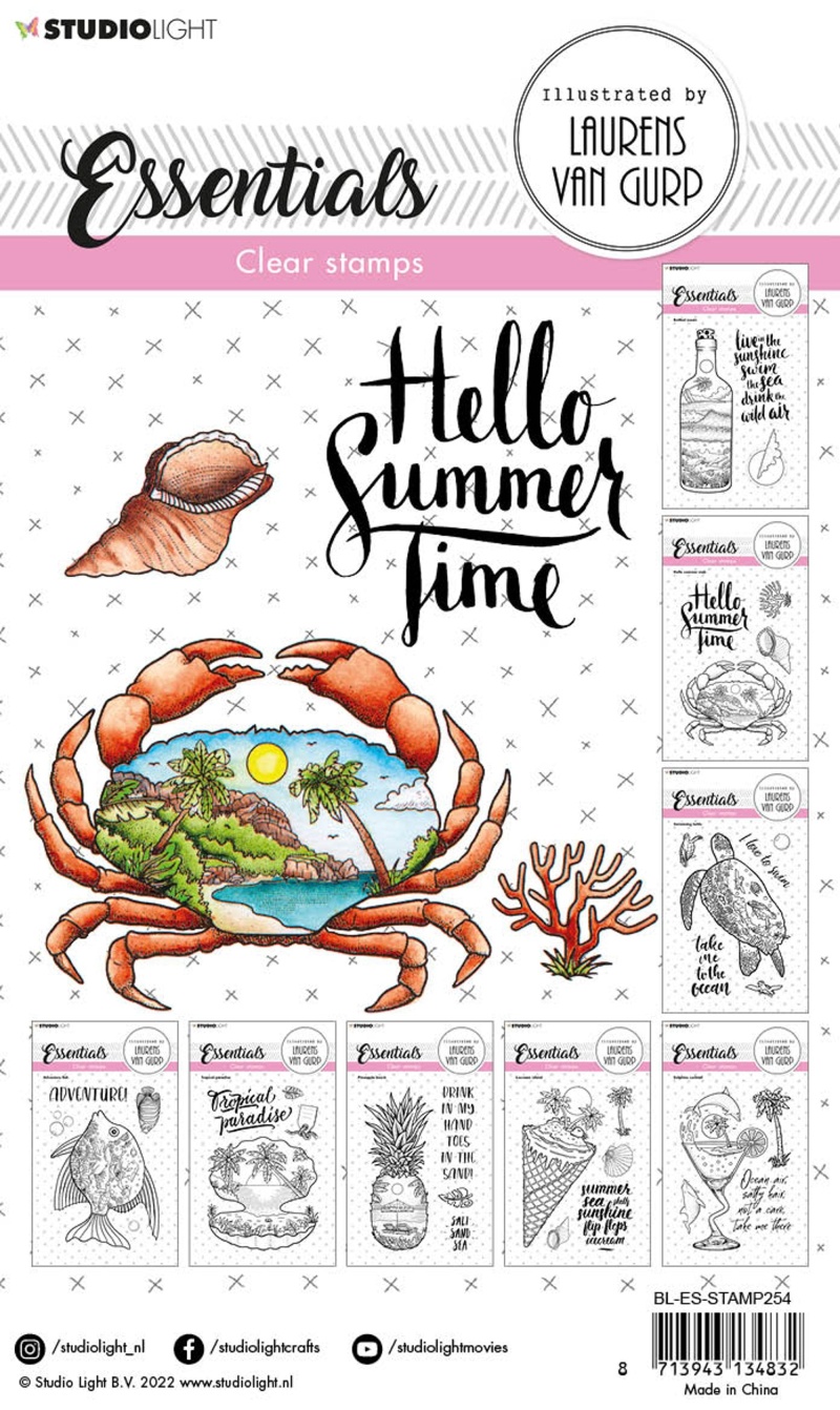 Bl Clear Stamp Hello Summer Crab Essentials 105X148x3mm 4 Pc Nr.254