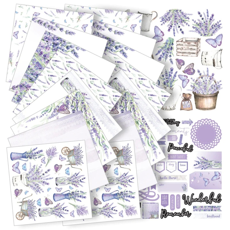 Couture Creations - Lavender Love Collection Kit - 12 X 12In - Includes 2 X 8 Papers + Ephemera Pack