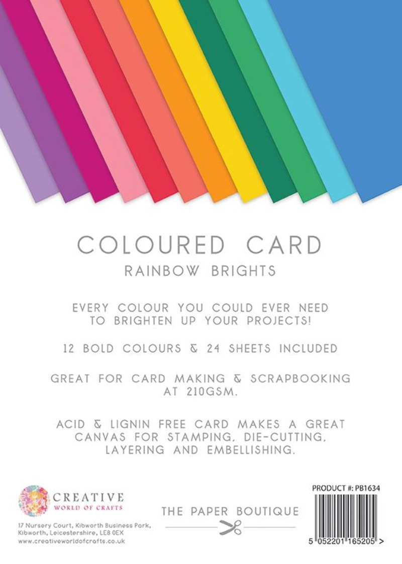 The Paper Boutique Everyday - Coloured Card - Rainbow Brights A4