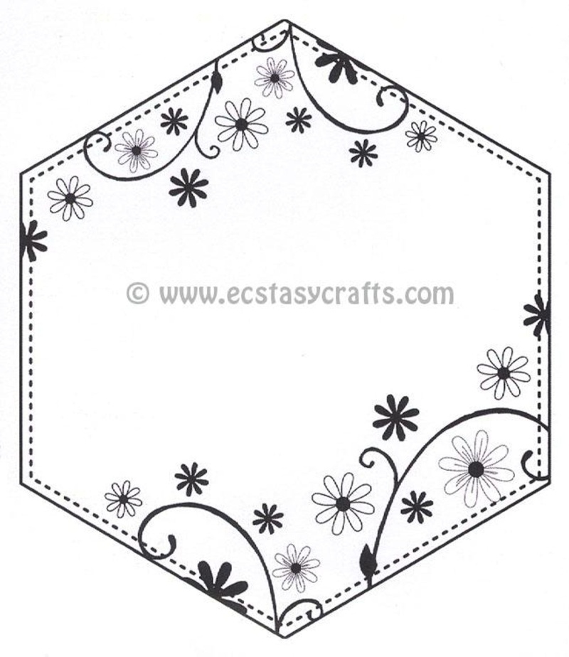 Creative Expressions: Dainty Daisies Large Stitched Hexagon Frame Pre Cut Stamp