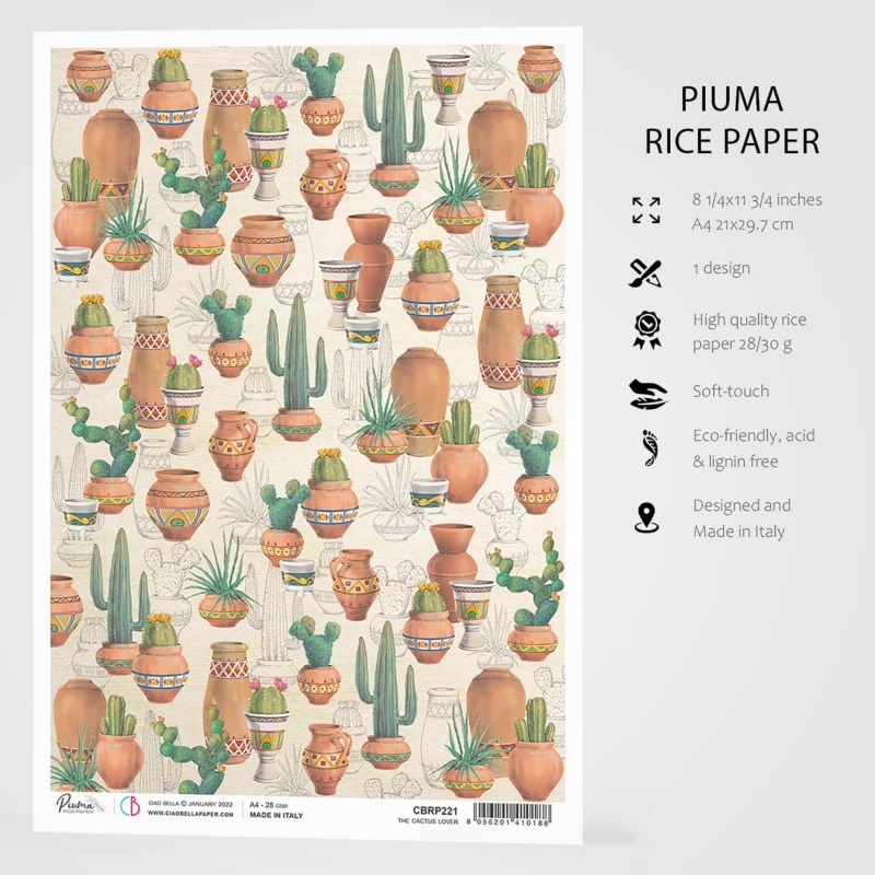 Ciao Bella Rice Paper A4 The Cactus Lover