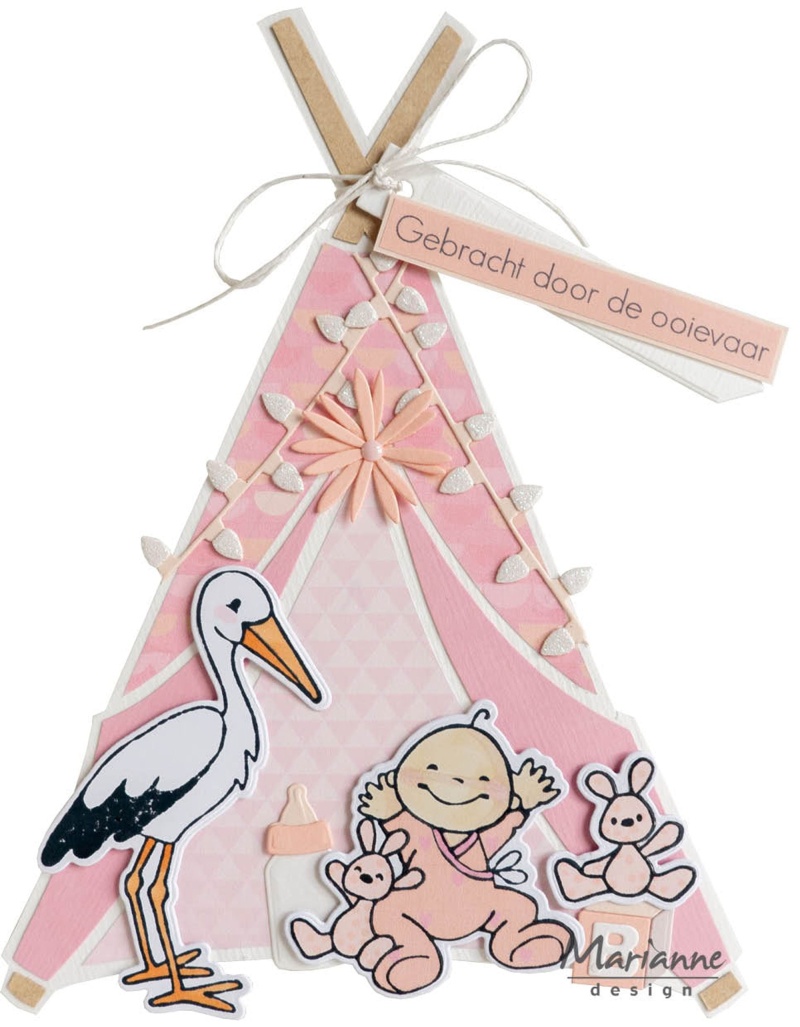 Marianne Design Clear Stamp & Die Set - Eline's Storks And Babies