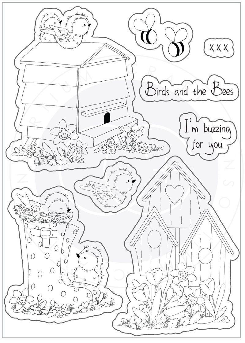 Cottage Garden - Stamp Set - Birds And The Bees