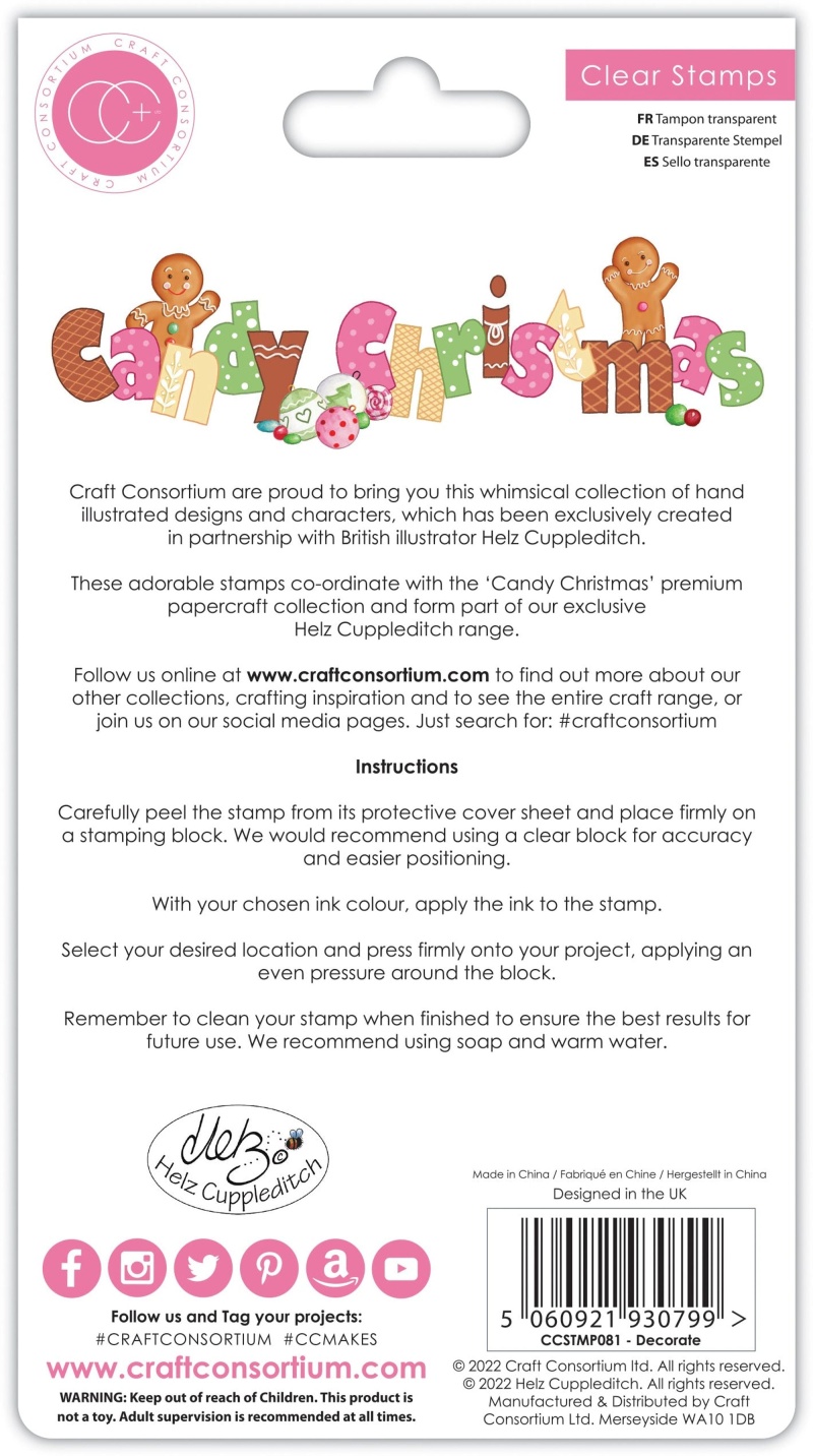Craft Consortium Candy Christmas - Stamp Set - Decorate