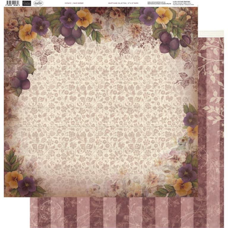 Couture Creations - 12 X 12 Paper (5 Sheets) - Pansy Border