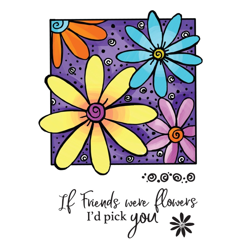 Couture Creations - Friends & Flowers Stamp & Colour Outline Stamps (4Pc)