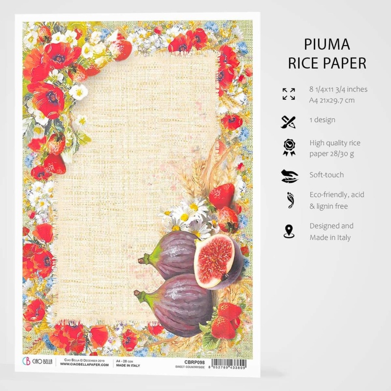 Ciao Bella Rice Paper A4 Sweet Countryside