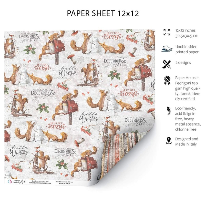 Ciao Bella Squirrels' Fun Paper Sheet 12X12 1 Sheet