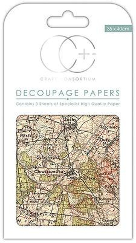 Vintage Map Decoupage Papers