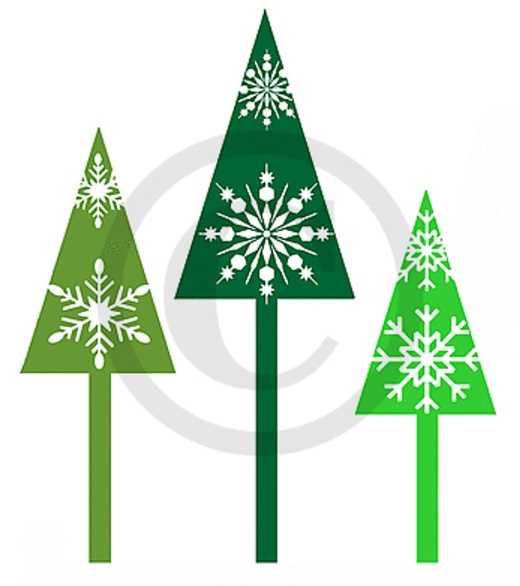 Frog's Whiskers Ink Stamp - Three Snowflake Trees