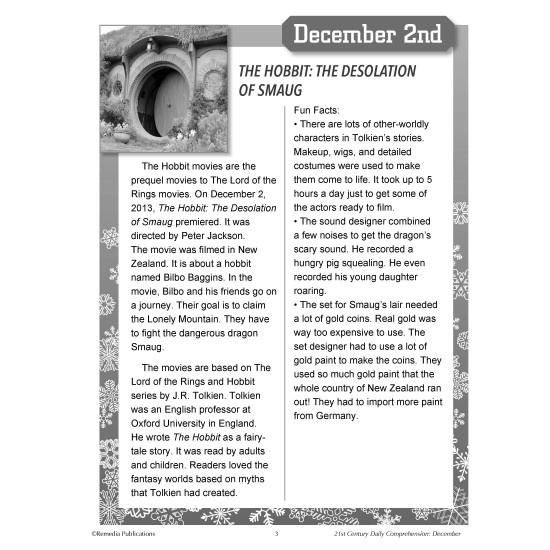21St Century December Daily Comprehension - High Interest Reading Activities