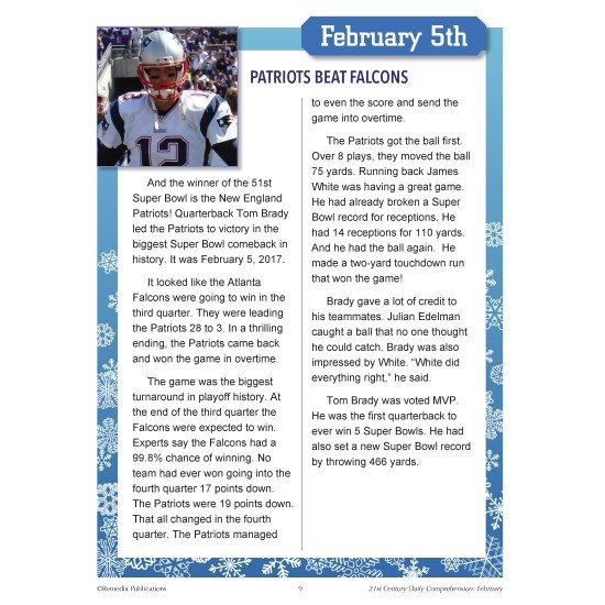 21St Century Winter Daily Comprehension Set: (December - February) Reading Activities