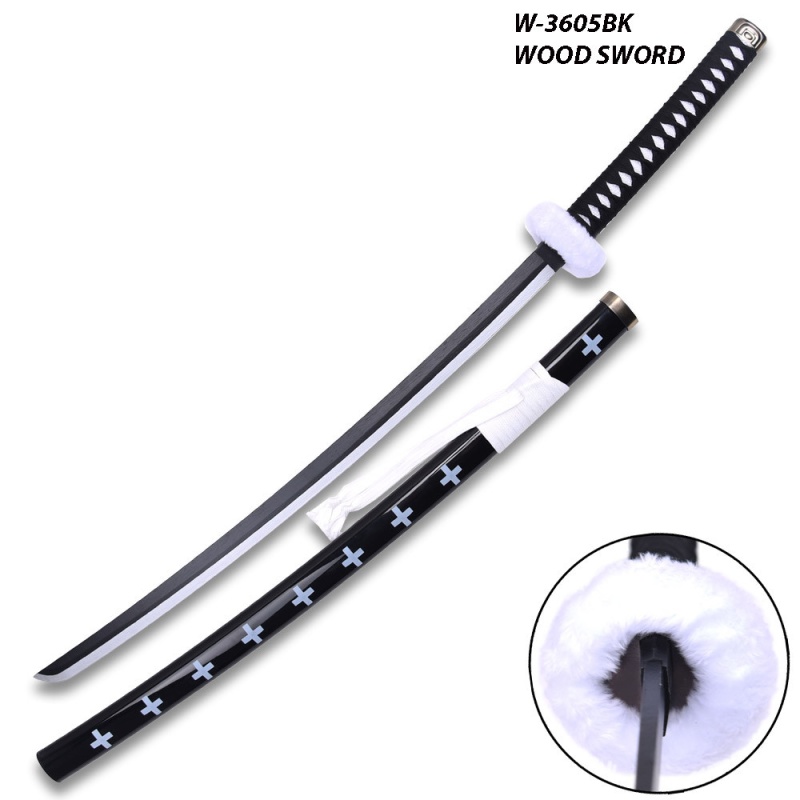 One Piece Anime Surgeon Of Death Doctor Trafalgar Law Black Wood Sword W/Plastic Scabbard