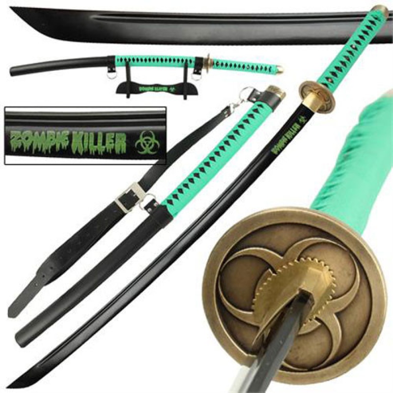 Zombie Killer High Carbon Steel Full Tang Katana Sword Hi-Vis Green Final Sale