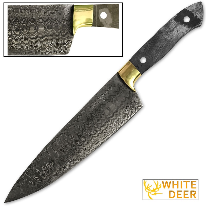 Damascus Chef Knife Blank Blade With Rain-Drop Pattern Forged Chef Knife
