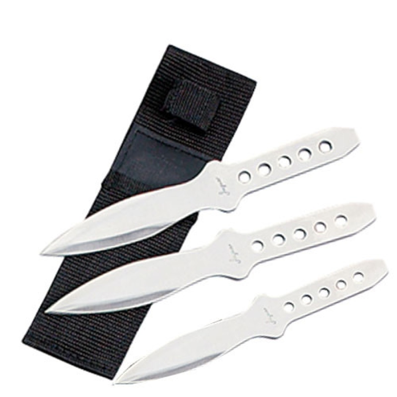Ninja Throwing Knives Set Of 3 Martial Arts Stainless Steel With Sheath