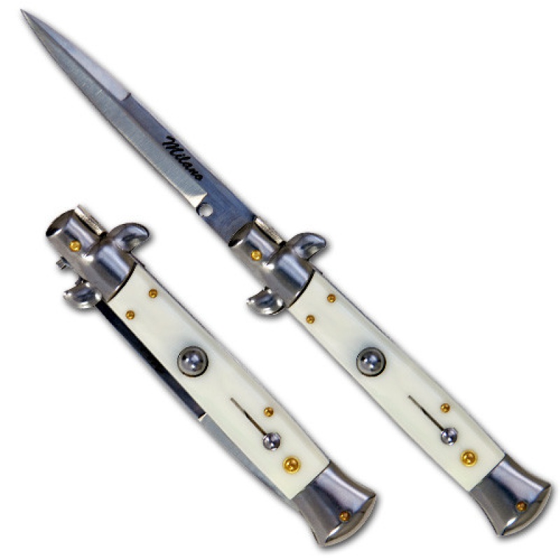 Akc Edition Blade Automatic Stiletto Knife Ivory Handle