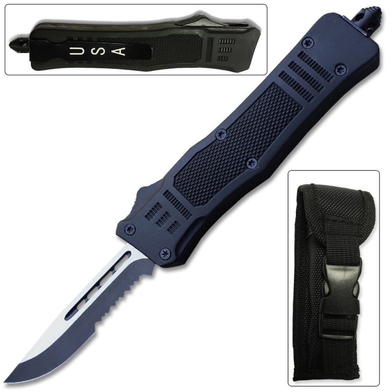 Delta Force Otf Out The Front Automatic Half Serrated Knife