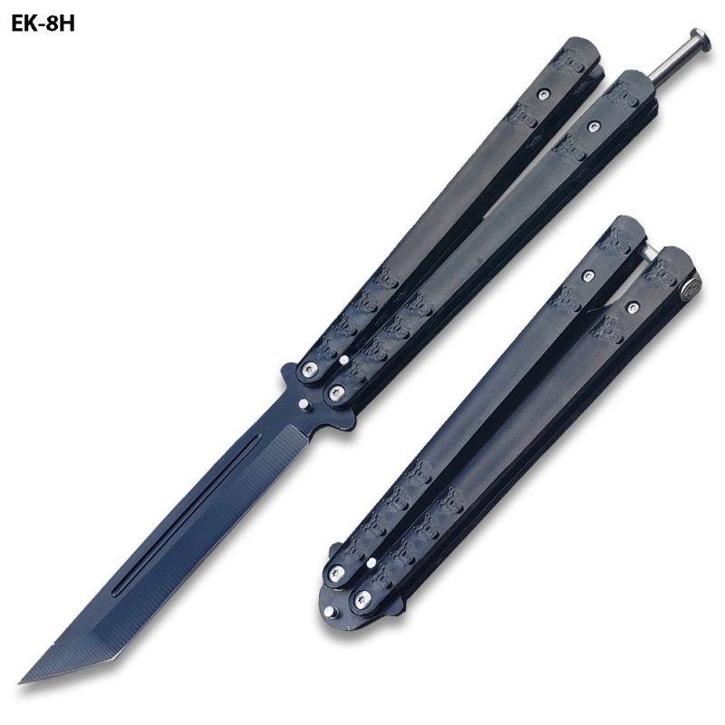 Lion Head Swift Black Balisong Butterly Knife Tanto Blade
