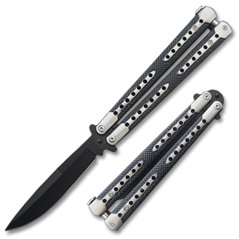 Swift Black Two-Tone Titanium-Coated Balisong Butterfly Knife