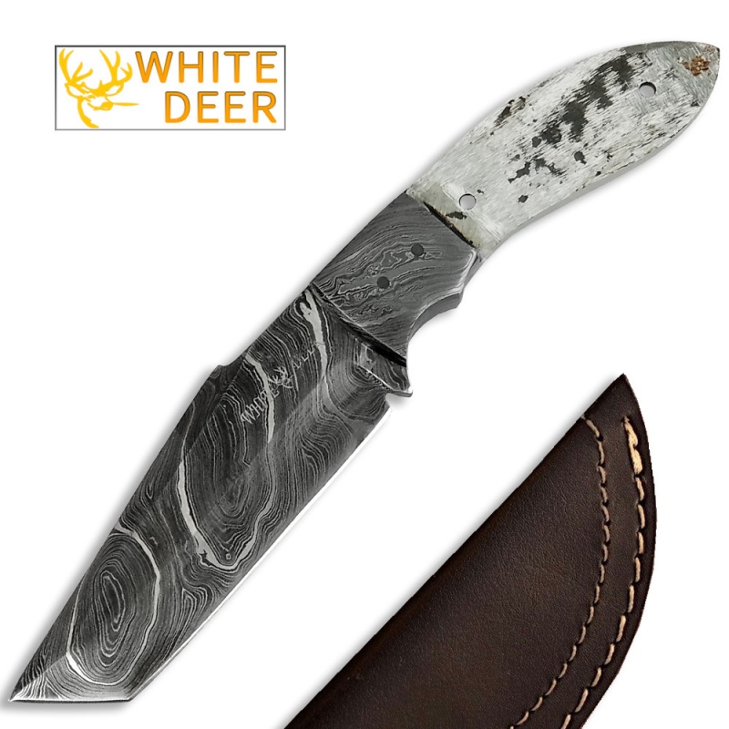 White Deer 1095Hc Damascus Steel Japanese Tanto Knife Blank Diy Make-Your-Own Handle
