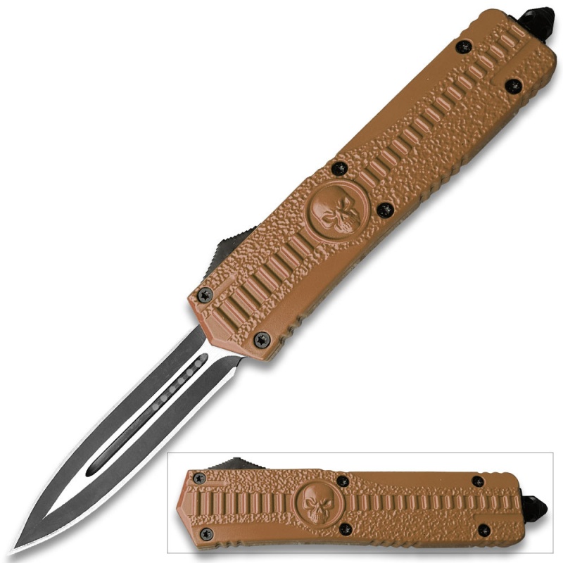 Venom Death Skull Auto Otf Knife Death Warrior Spear Edge Br Handle