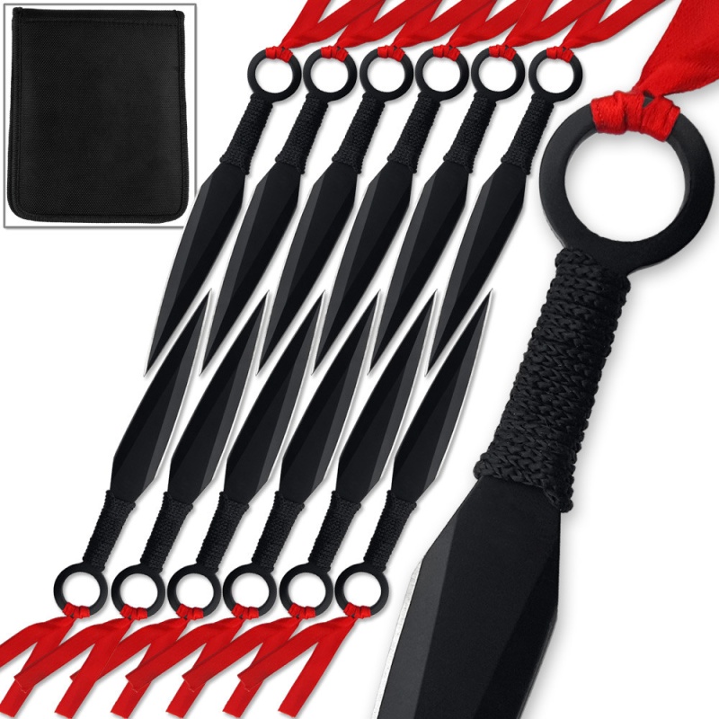 Stealthy Dozen Throwing Knives 12Pcs Sharp Precision Balance Red