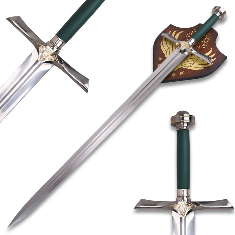 Sword Of Faramir Lotr With Green Handle And Display Plaque