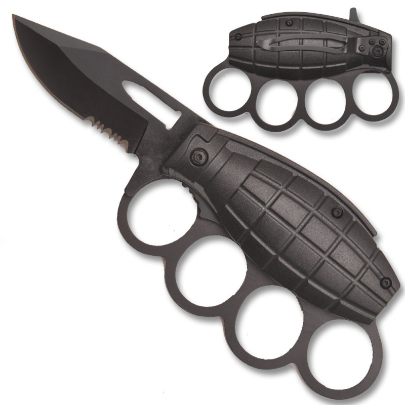 Frag Out! Grenade Knuckle Spring Assist Knife