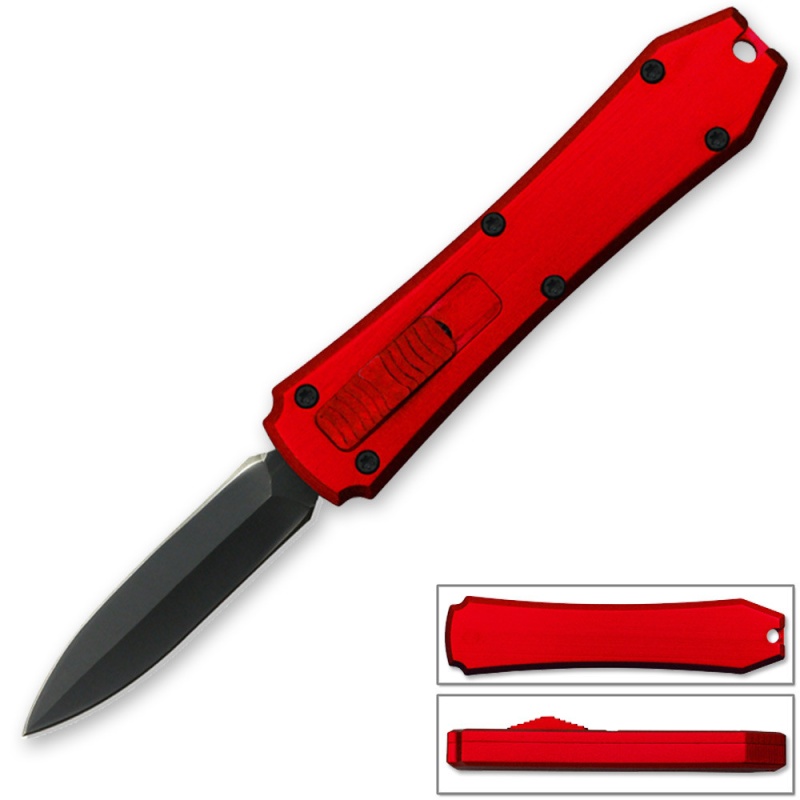 Legends Micro OTF Stiletto Blade Knife Red