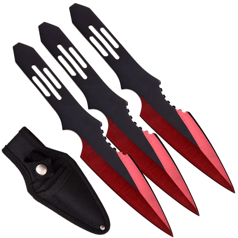 Thunder Bolt Throwing Knife Set 3Pc Two Tone Black And Red