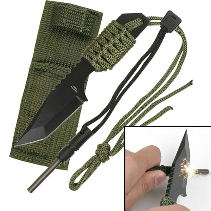 Fire Starter Hunting Camping Knife W/Flint - 5Mm Thick Blade