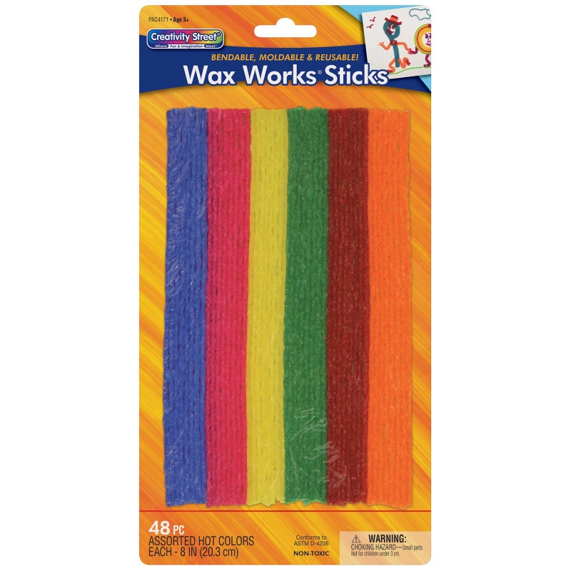 Wax Workssticks Assorted Hot Colors 8In 48 Pieces