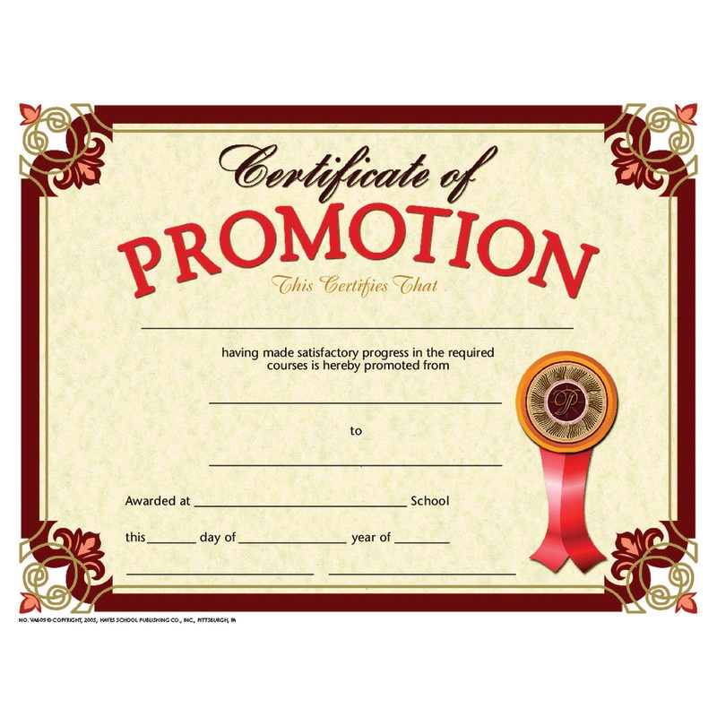 Certificate Of Promotion 30/Pk