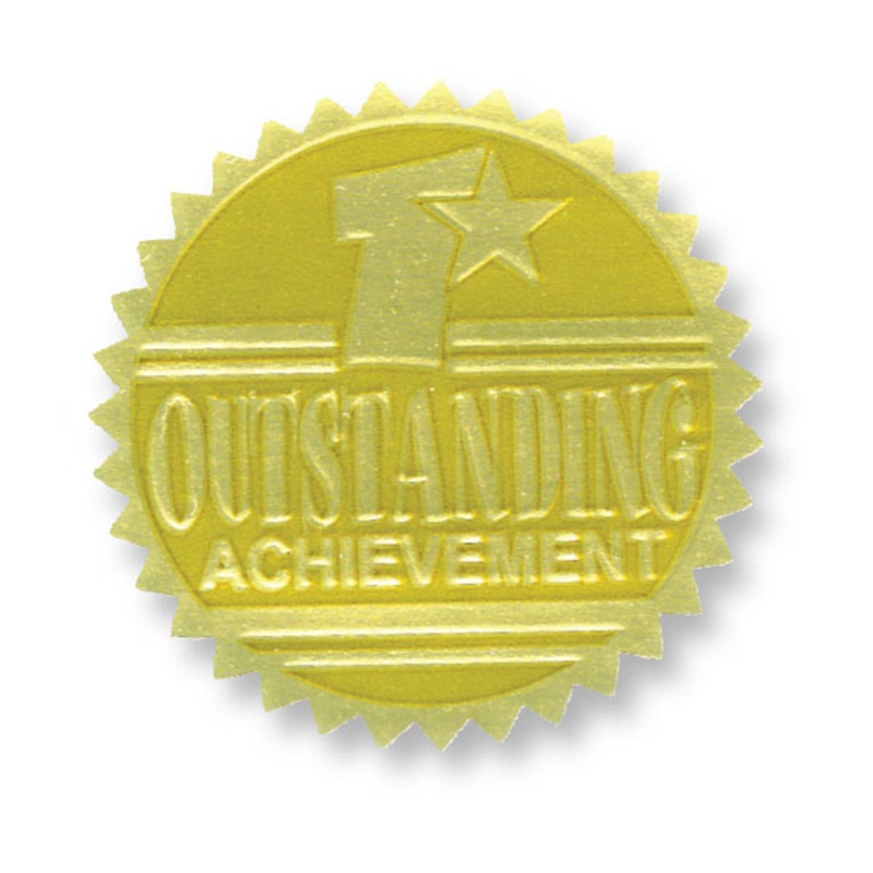 Gold Foil Embossed Seals Outstanding Achievement