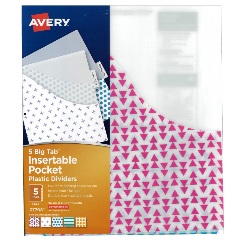 Avery Big Tab 5 Tab Pocket Insertable Plastic Dividers Set