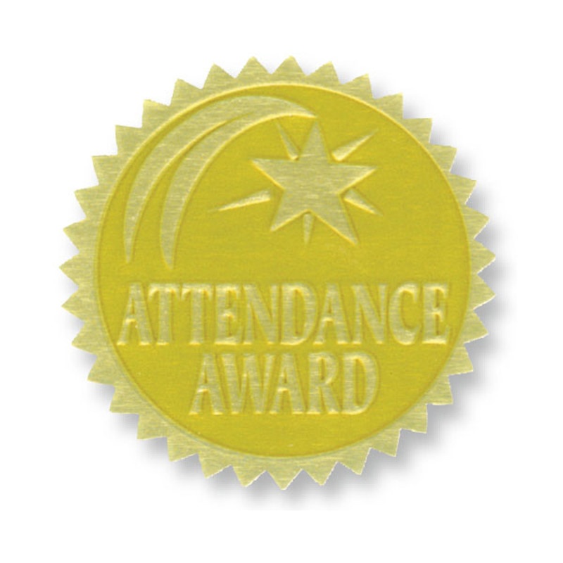 Gold Foil Embossed Seals Attendance Award