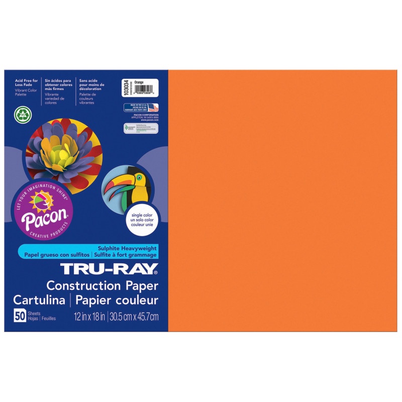 Tru Ray 12 X 18 Orange 50 Sht Construction Paper