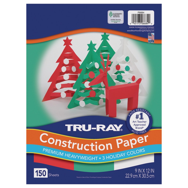 Holiday Construction Paper Asst 150 Sheets 9X12in
