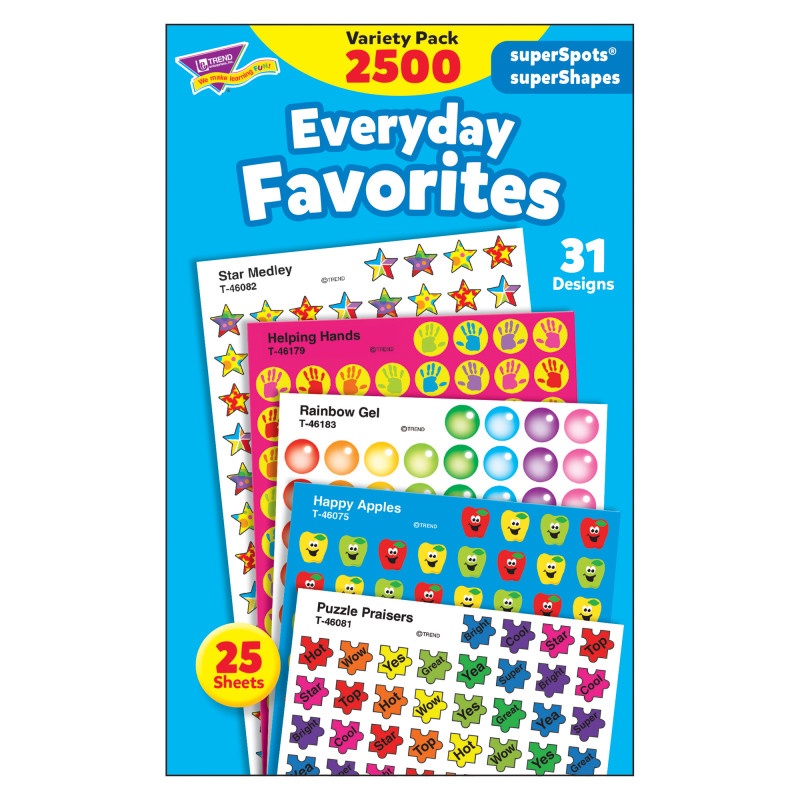 Everyday Favorites Variety Pk Superspots/Shapes Stickers