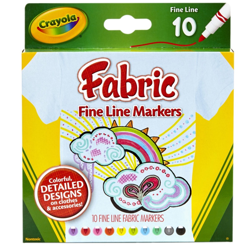 Crayola Fine Line Fabric Markers 10 Colors