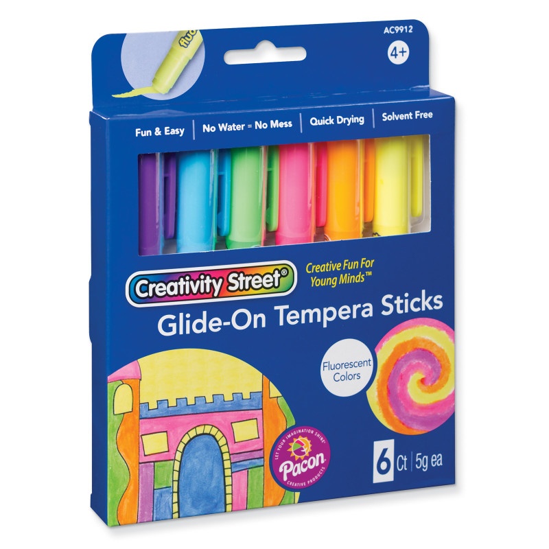 Tempera Paint Sticks 6 Fluor Clrs