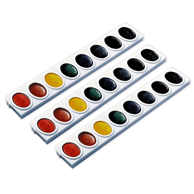 3 Refill Trays Oval Pan Watercolors 8 Colors Per Tray