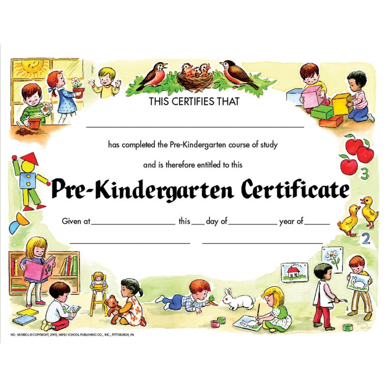 Certificate Pre-K Set/30 8.5 X 11