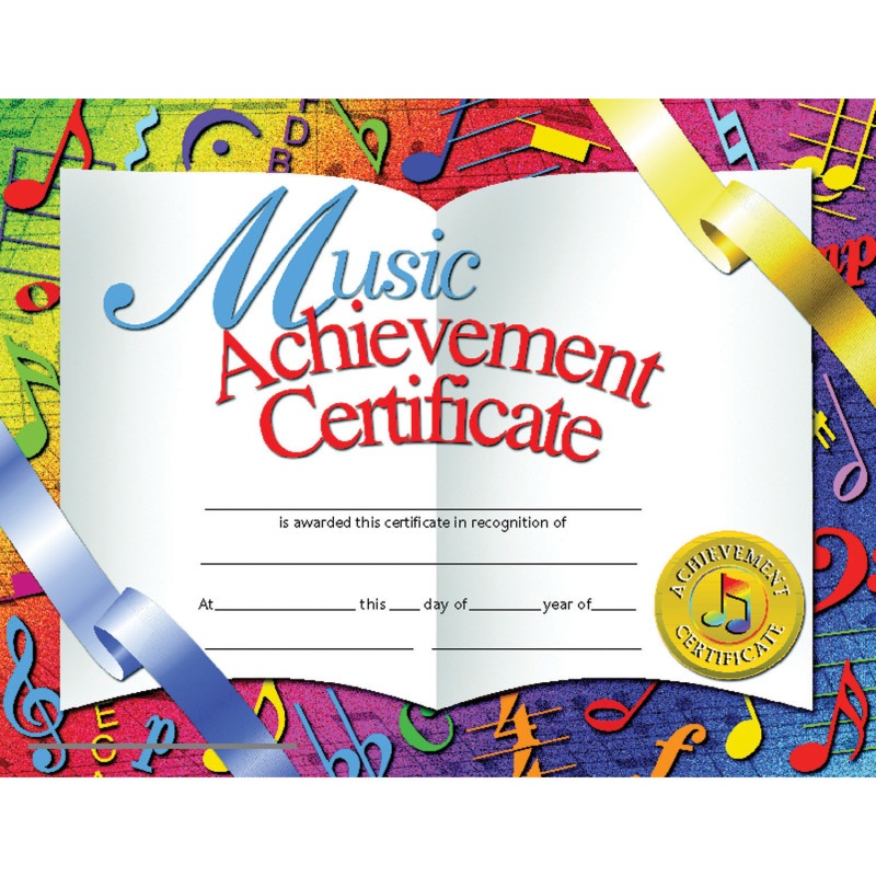 Certificates Music 30/Pk 8.5 X 11 Achievement Inkjet Laser