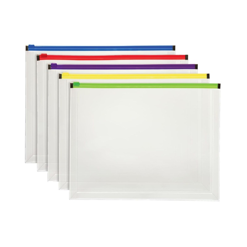 5Ct Poly Zip Envelopes Letter Asst
